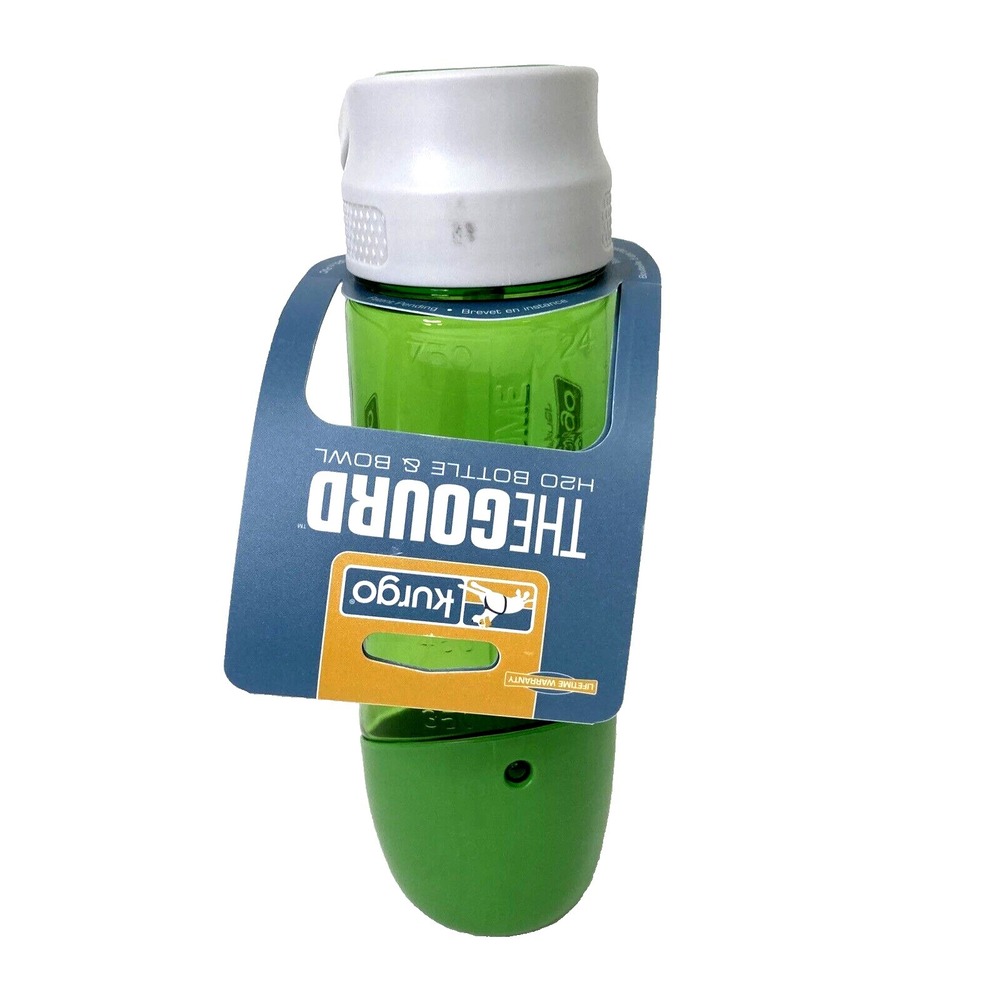 Kurgo Gourd H2O Travel Water Bottle & Bowl Grass Green K01688 PBA Free Pet Dog